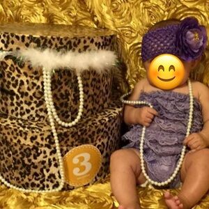 Purple Ruffled Baby Headband and Dress Set